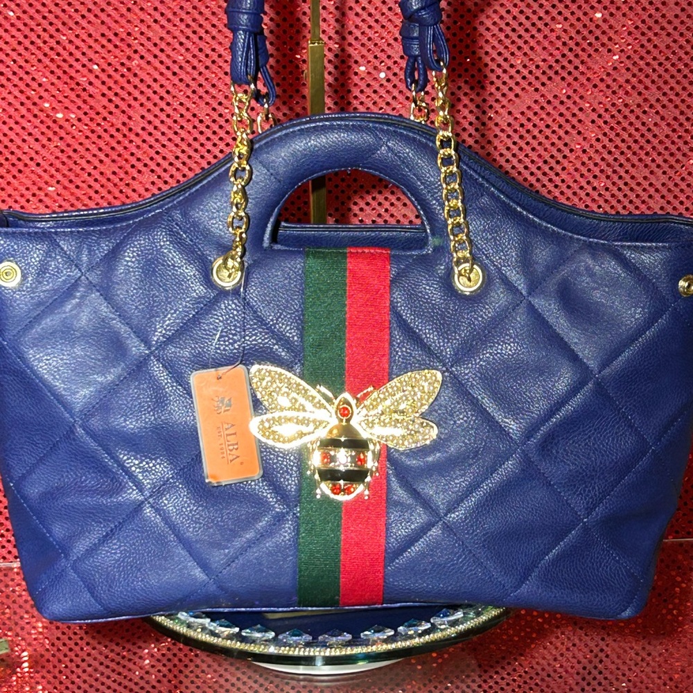 Alba Blue Shoulder/Crossbody Bag w/Matching Cosmetic Pouch 18” x 9.5” x 5.5” NWT